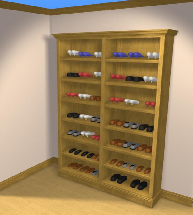 What angle should shoe rack shelf be good